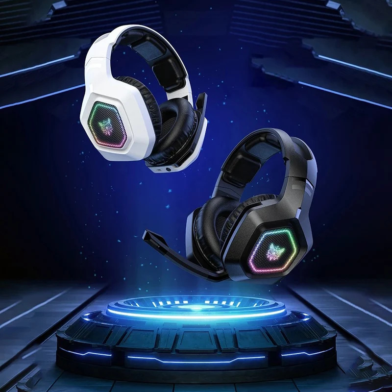Onikuma B100 RGB Tri-Mode Gaming Headset (Black, White)