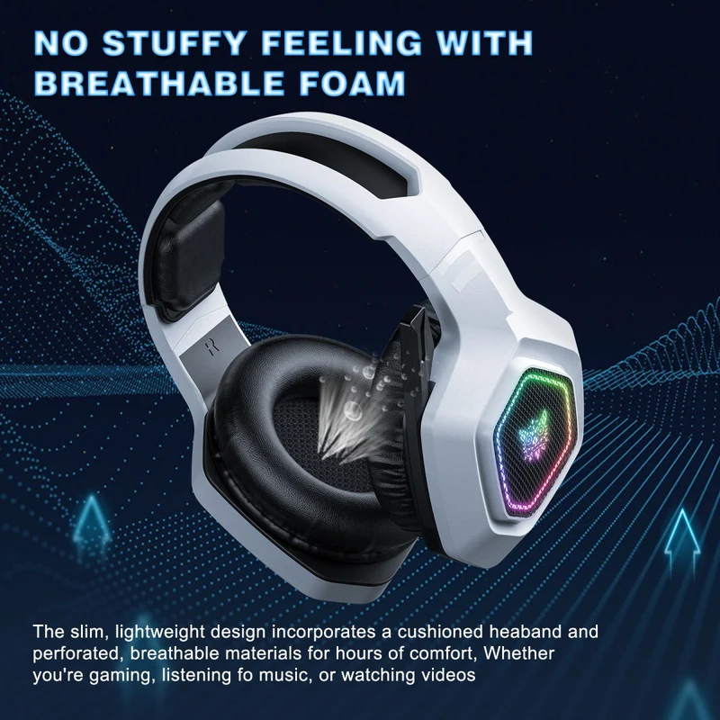 Onikuma B100 RGB Tri-Mode Gaming Headset (Black, White)