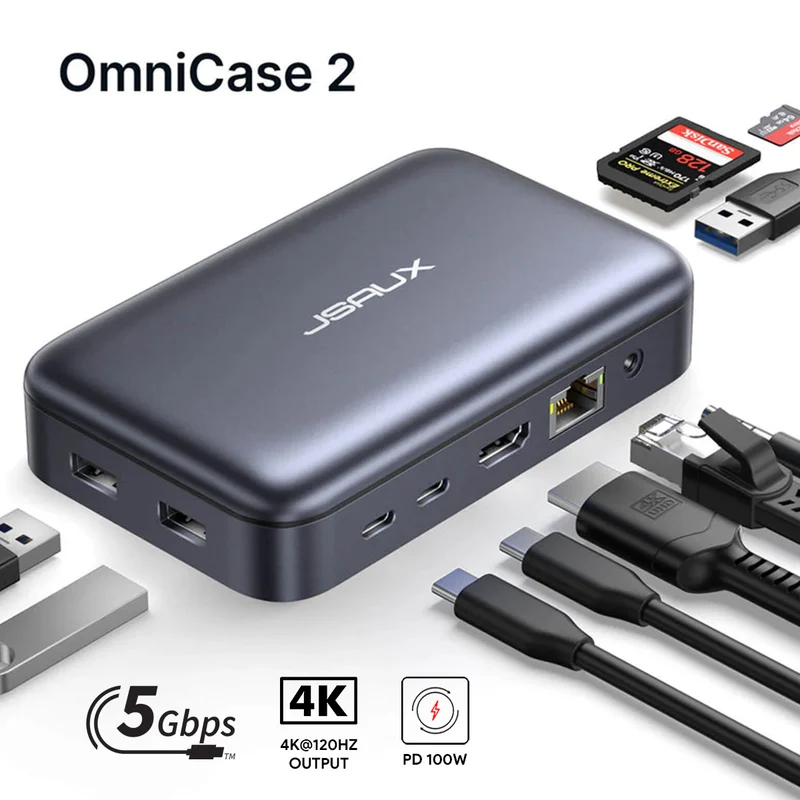 JSAUX OmniCase 2 USB-C 10-in-1 Storage Docking Station (Grey) (MP03)