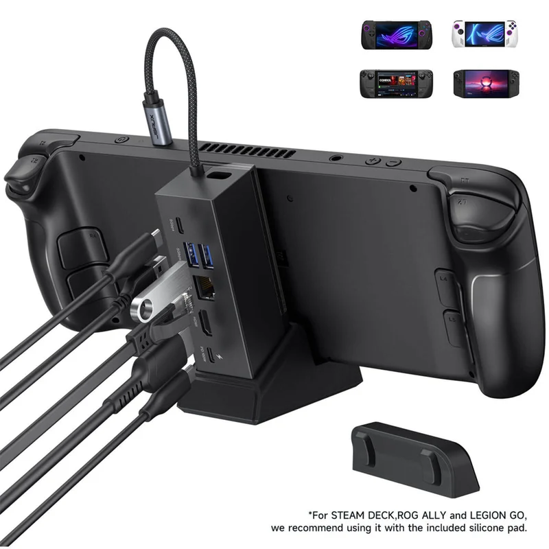 JSAUX USB-C 6-in-1 Multifunctional Docking Station for Steam Deck/ Steam Deck OLED/ ROG Ally/ ROG Ally X/ Legion Go (Black, White) (HB0609)