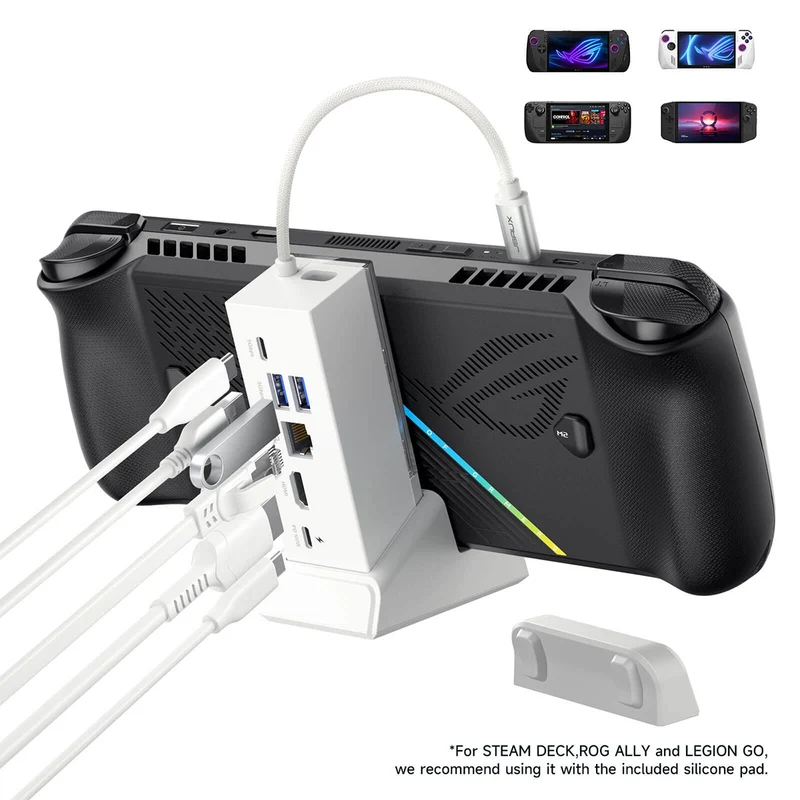 JSAUX USB-C 6-in-1 Multifunctional Docking Station for Steam Deck/ Steam Deck OLED/ ROG Ally/ ROG Ally X/ Legion Go (Black, White) (HB0609)