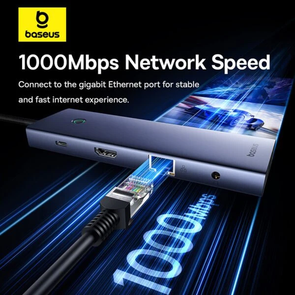 Baseus UltraJoy Series 10-Port Hub Docking Station USB-C to HDMI 4K@60Hz + VGA + 3xUSB 3.0 + PD + RJ45 + SD/TF + 3.5mm (Space Grey) (B0005280C811-00)