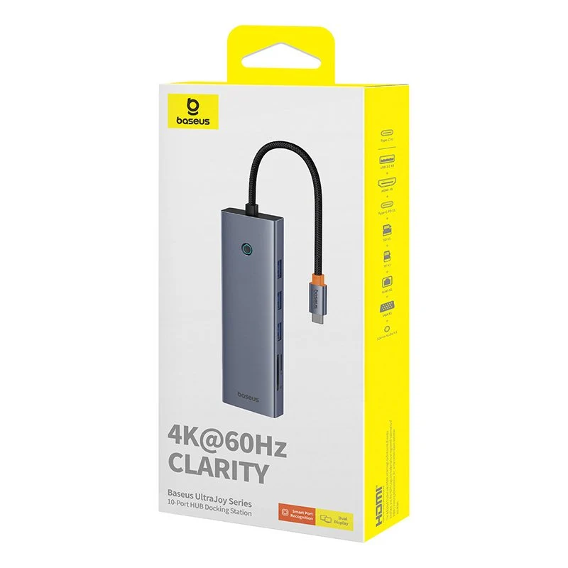 Baseus UltraJoy Series 10-Port Hub Docking Station USB-C to HDMI 4K@60Hz + VGA + 3xUSB 3.0 + PD + RJ45 + SD/TF + 3.5mm (Space Grey) (B0005280C811-00)