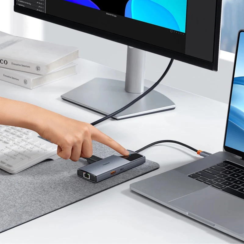 Baseus Metal Gleam Series II 6-Port Hub USB-C to HDMI 4K@60Hz + USB-C + 2xUSB-A + RJ45 + PD (Space Grey) (B00061802813-00)