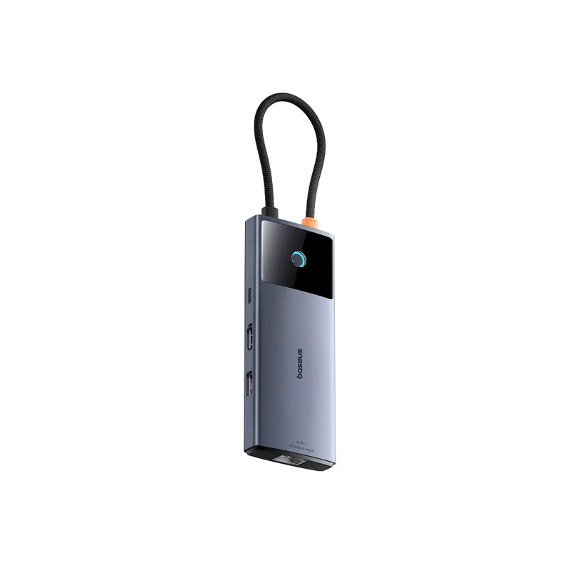 Baseus Metal Gleam Series II 6-Port Hub USB-C to HDMI 4K@60Hz + USB-C + 2xUSB-A + RJ45 + PD (Space Grey) (B00061802813-00)
