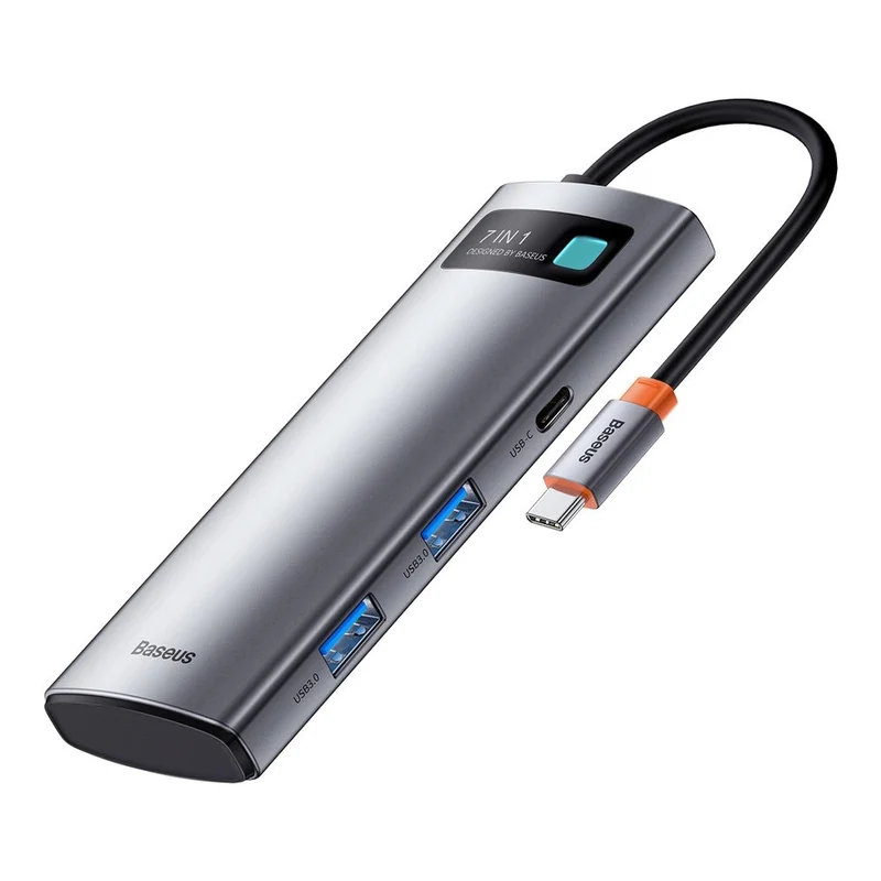 Baseus Metal Gleam Series 7-Port Hub Type-C To Type C + HDMI + 2xUSB 3.0 + PD + SD/TF (Grey) (WKWG020113)