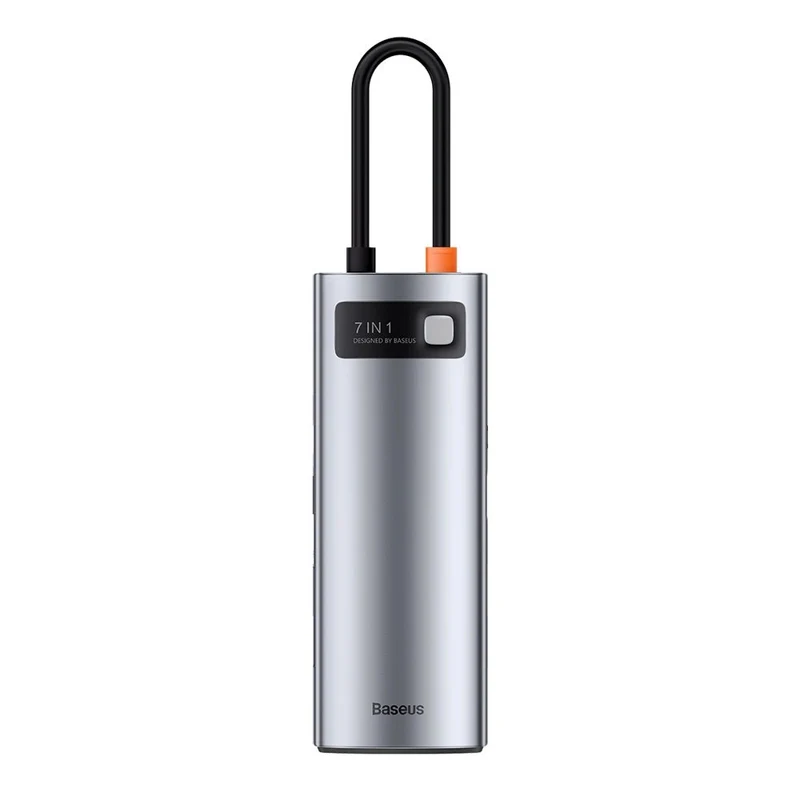 Baseus Metal Gleam Series 7-Port Hub Type-C To Type C + HDMI + 2xUSB 3.0 + PD + SD/TF (Grey) (WKWG020113)
