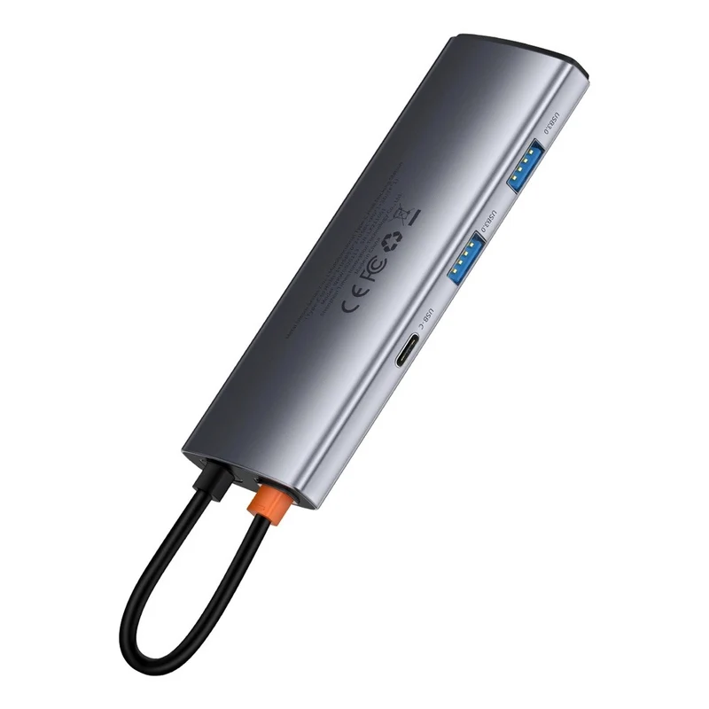 Baseus Metal Gleam Series 7-Port Hub Type-C To Type C + HDMI + 2xUSB 3.0 + PD + SD/TF (Grey) (WKWG020113)