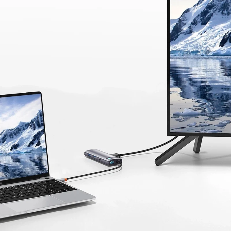 Baseus Metal Gleam Series 7-Port Hub Type-C To Type C + HDMI + 2xUSB 3.0 + PD + SD/TF (Grey) (WKWG020113)