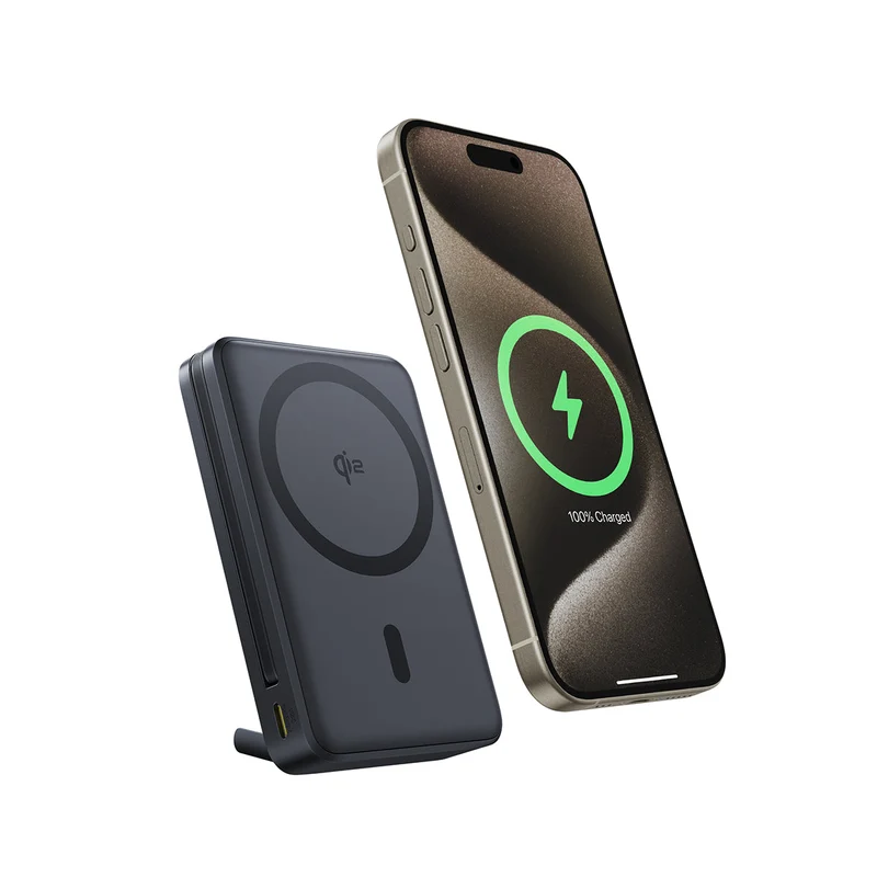 Baseus Nomos Qi2 Magnetic Power Bank 10000mAh 45W with Built-in USB-C Cable & Kickstand (Black) (P10078800123-00)