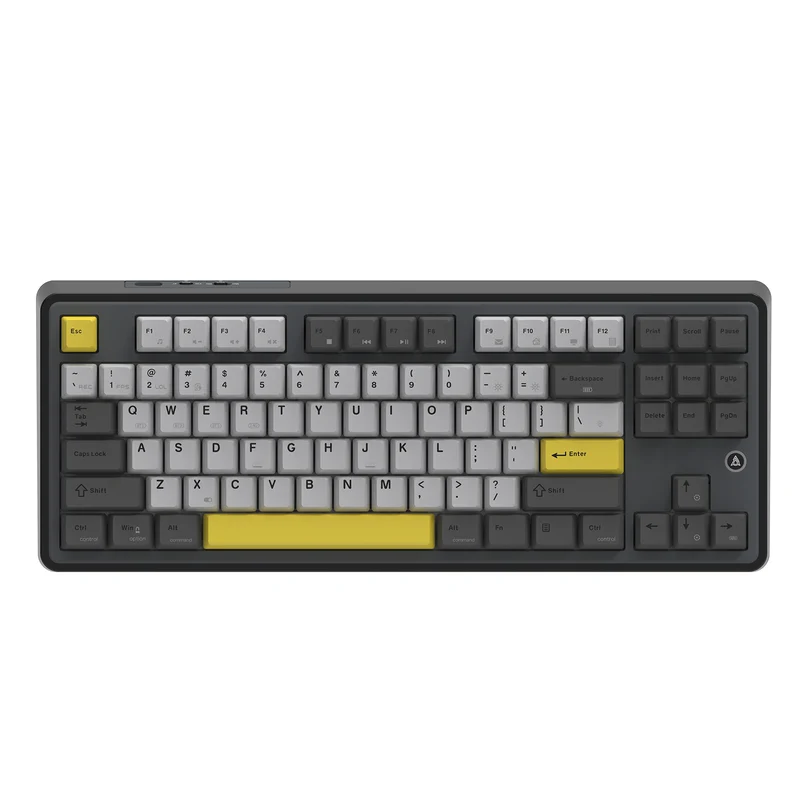 Ajazz AK870 RGB Wired 87-Keys TKL Gasket-mounted Hot Swappable Mechanical Keyboard (Black/Grey/Yellow) (Magnetic Switch)