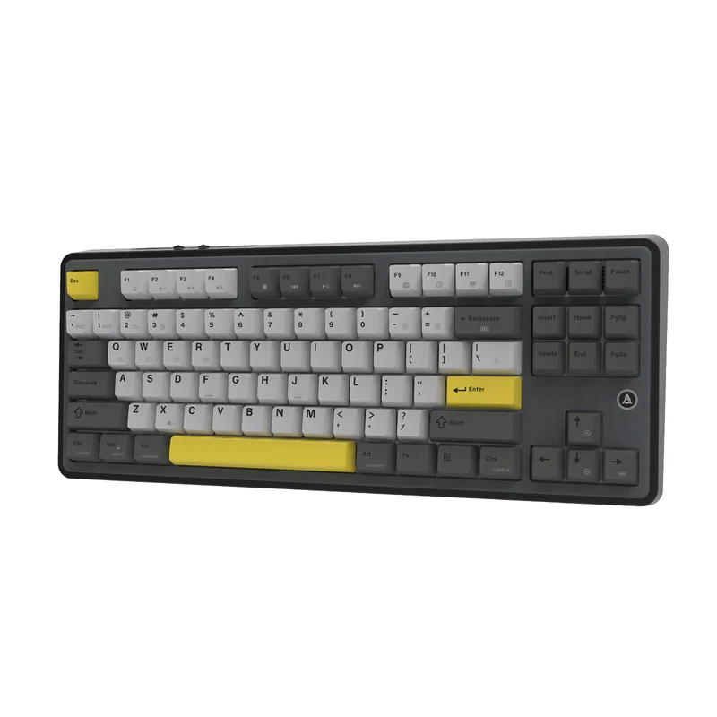 Ajazz AK870 RGB Wired 87-Keys TKL Gasket-mounted Hot Swappable Mechanical Keyboard (Black/Grey/Yellow) (Magnetic Switch)
