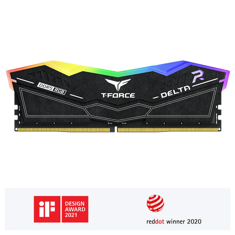TeamGroup T-Force Delta RGB DDR5 32GB (1x32GB) 6000MHz CL38-46-46-76 1.35V Gaming Desktop Memory (Black, White) (FF3D532G6000HC38G01, FF4D532G6000HC38G01)