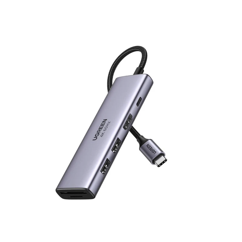 Ugreen USB-C to HDMI + 2xUSB 3.0 A + SD/TF + PD Converter (6-in-1) Multifunction Adapter (Gray) (CM511/60384)