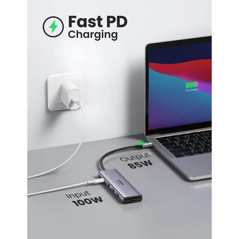 Ugreen USB-C to HDMI + 2xUSB 3.0 A + SD/TF + PD Converter (6-in-1) Multifunction Adapter (Gray) (CM511/60384)