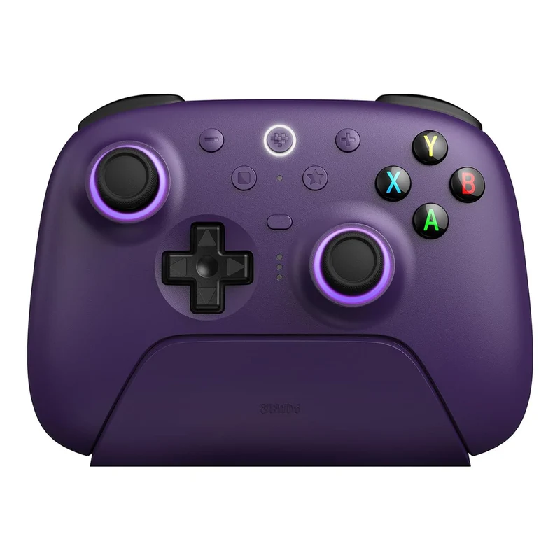 8BitDo Ultimate 2 Wireless Controller with TMR Joysticks, Switchable Hall Effect/Tactile Triggers, RGB Fire Ring, 8Speed Wireless Tech with Charging Dock for Windows/Android (81HE) (Black, White, Purple)