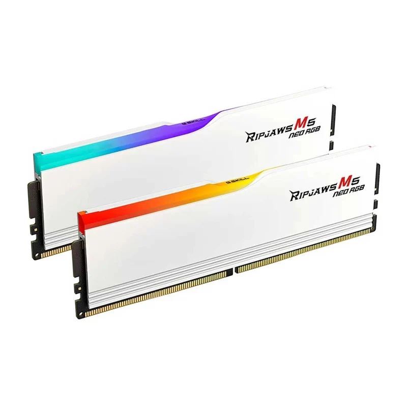 G.Skill Ripjaws M5 Neo RGB DDR5 32GB (2x16GB) 6400 MT/s CL32-40-40-102 1.40V AMD EXPO Desktop Memory (Matte White) (F5-6400J3240G16GX2-RM5NRW)