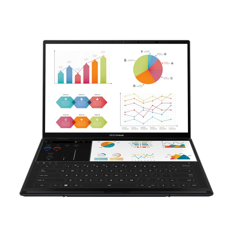 Asus Zenbook Duo 14 OLED UX8406CA-PZ165WSM Laptop (Inkwell Gray) | 14" 3K (2880x1800) | Ultra 9 285H | 32GB RAM | 1TB SSD | Intel Arc Graphics | Windows 11 Home | MS Office Home & Student 2024 + MS 365 Basic + Asus AP4600 Backpack