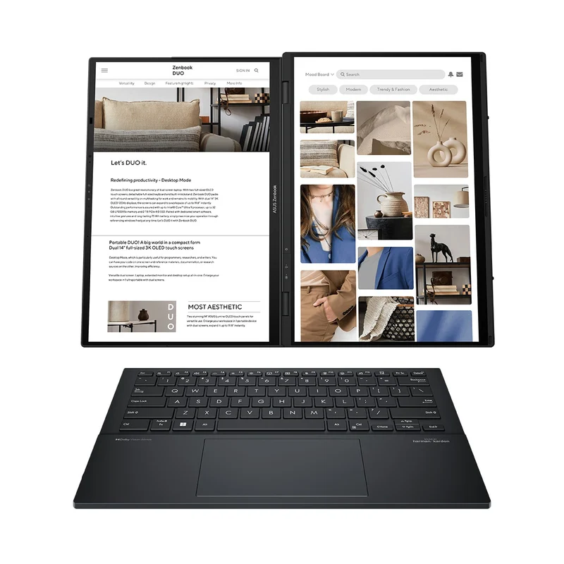 Asus Zenbook Duo 14 OLED UX8406CA-PZ165WSM Laptop (Inkwell Gray) | 14" 3K (2880x1800) | Ultra 9 285H | 32GB RAM | 1TB SSD | Intel Arc Graphics | Windows 11 Home | MS Office Home & Student 2024 + MS 365 Basic + Asus AP4600 Backpack