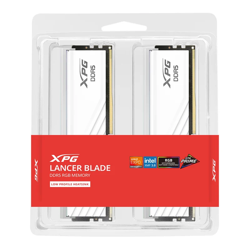Adata XPG Lancer Blade 32GB (2x16GB) RGB DDR5 6400MT/s CL 32-39-39 1.4V Desktop Memory with Heatsink (Black, White) (AX5U6400C3216G-DTLABRBK, AX5U6400C3216G-DTLABRWH)