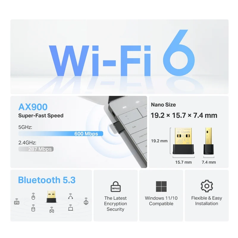 TP-Link Archer TX10UB Nano AX900 Wi-Fi 6 Bluetooth 5.3 USB Adapter