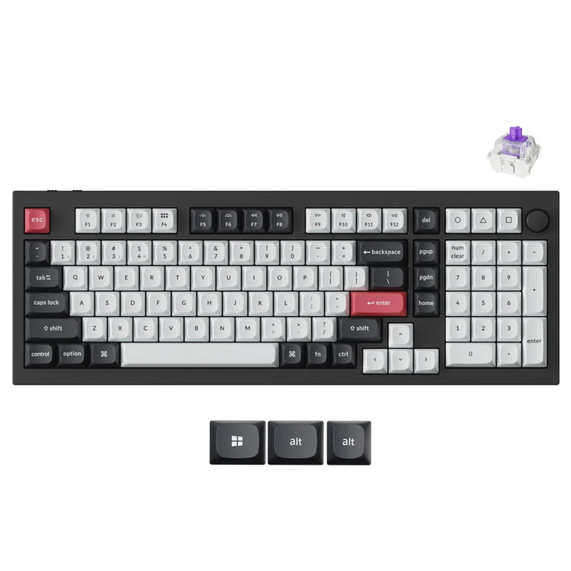 Keychron Q5 HE QMK 96% Fully Assembled Knob RGB Backlight Hot-Swappable Wireless Magnetic Switch Keyboard - Carbon Black (Gateron Double-Rail Magnetic Nebula Switch) (Q5H-M1)