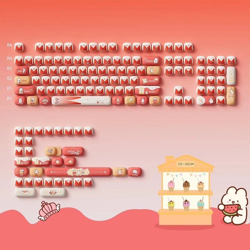 Akko Bunny Apple Keycap Set MOG Profile 137 Keys