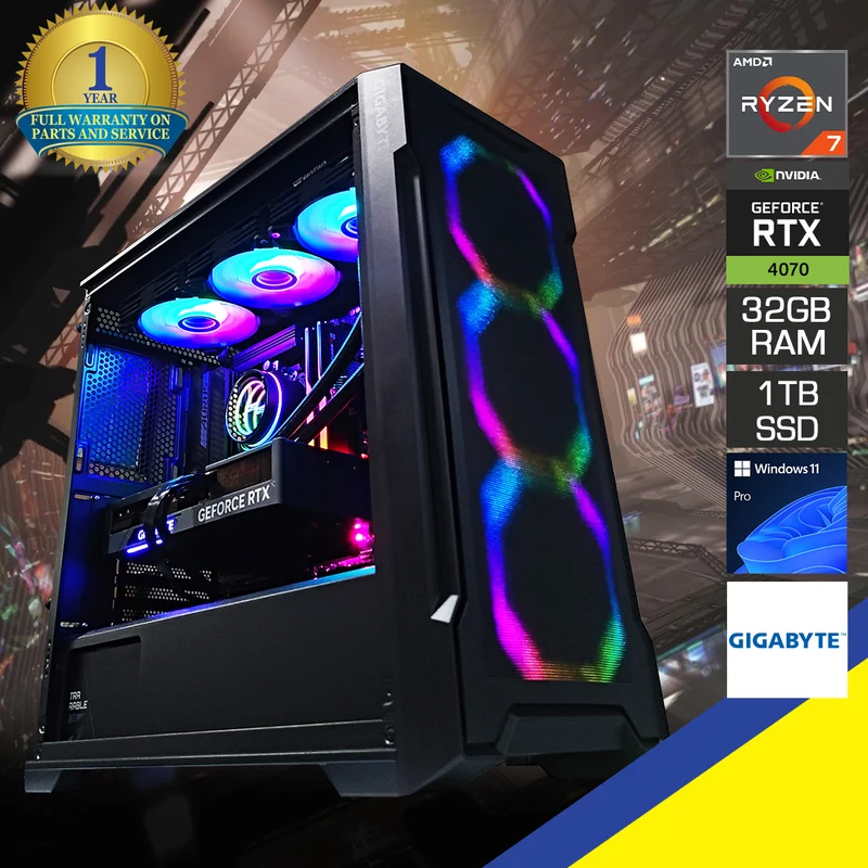 Sophos C102 Black Desktop Gaming PC | AMD Ryzen 7 7700X | 32GB RAM | 1TB SSD | RTX 4070 OC | Windows 11 Pro