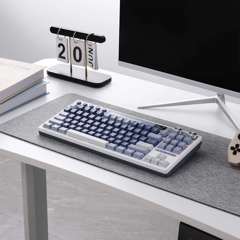 Royal Kludge RK M87 Tri-Mode RGB 88 Keys Hot-Swappable Mechanical Keyboard Ocean Blue (Blue Switch, Beige Switch, Cream Switch)
