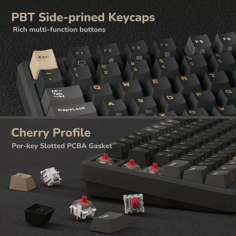 Royal Kludge RK-M75 Tri-Mode RGB 81 Keys Hot-Swappable Mechanical Keyboard Phantom (Blue Switch, Brown Switch, K Silver Switch, Beige Switch, Cream Switch)