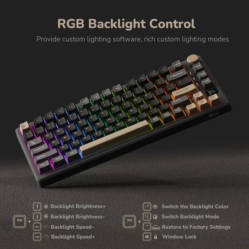 Royal Kludge RK-M75 Tri-Mode RGB 81 Keys Hot-Swappable Mechanical Keyboard Phantom (Blue Switch, Brown Switch, K Silver Switch, Beige Switch, Cream Switch)