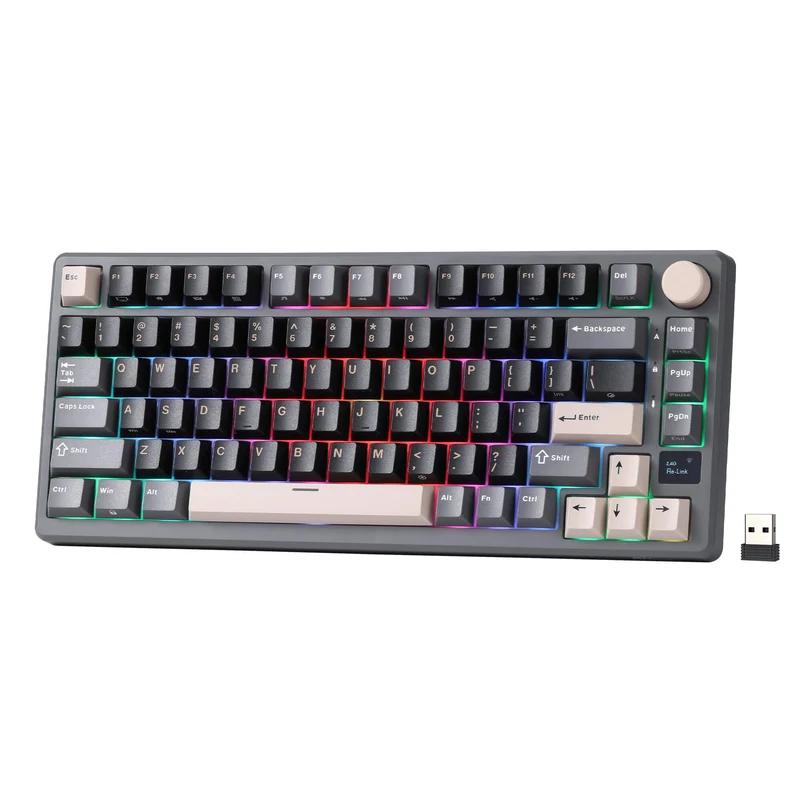 Royal Kludge RK-M75 Tri-Mode RGB 81 Keys Hot-Swappable Mechanical Keyboard Phantom (Blue Switch, Brown Switch, K Silver Switch, Beige Switch, Cream Switch)