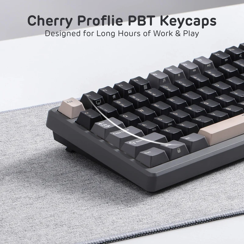 Royal Kludge RK-M75 Tri-Mode RGB 81 Keys Hot-Swappable Mechanical Keyboard Phantom (Blue Switch, Brown Switch, K Silver Switch, Beige Switch, Cream Switch)