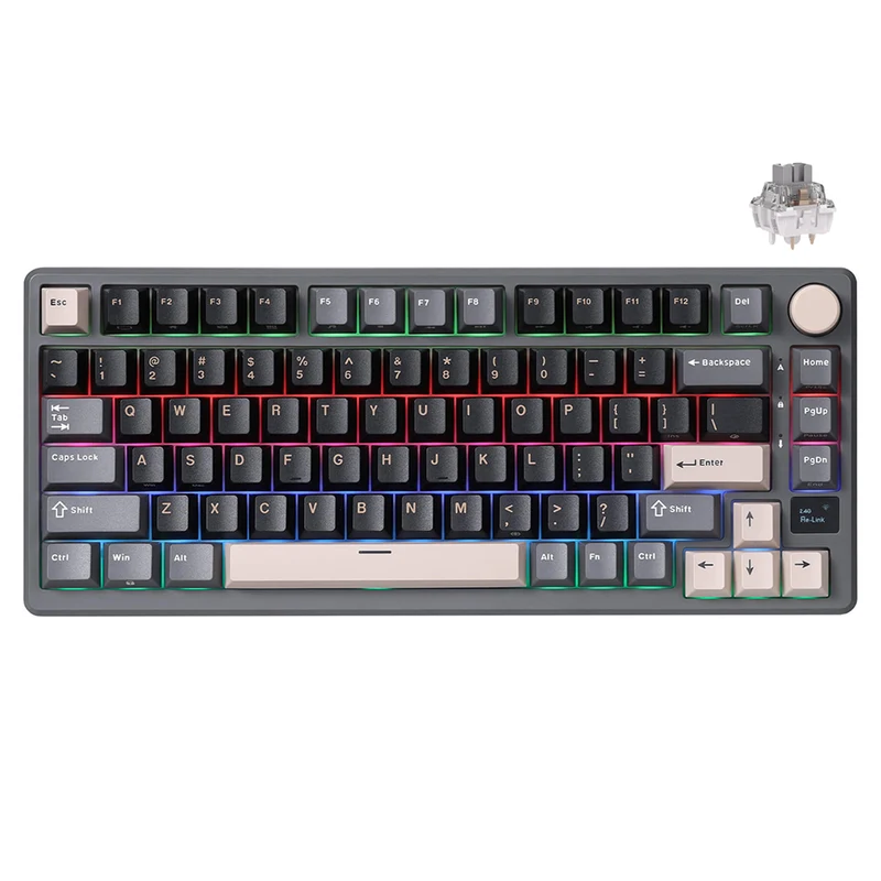 Royal Kludge RK-M75 Tri-Mode RGB 81 Keys Hot-Swappable Mechanical Keyboard Phantom (Blue Switch, Brown Switch, K Silver Switch, Beige Switch, Cream Switch)