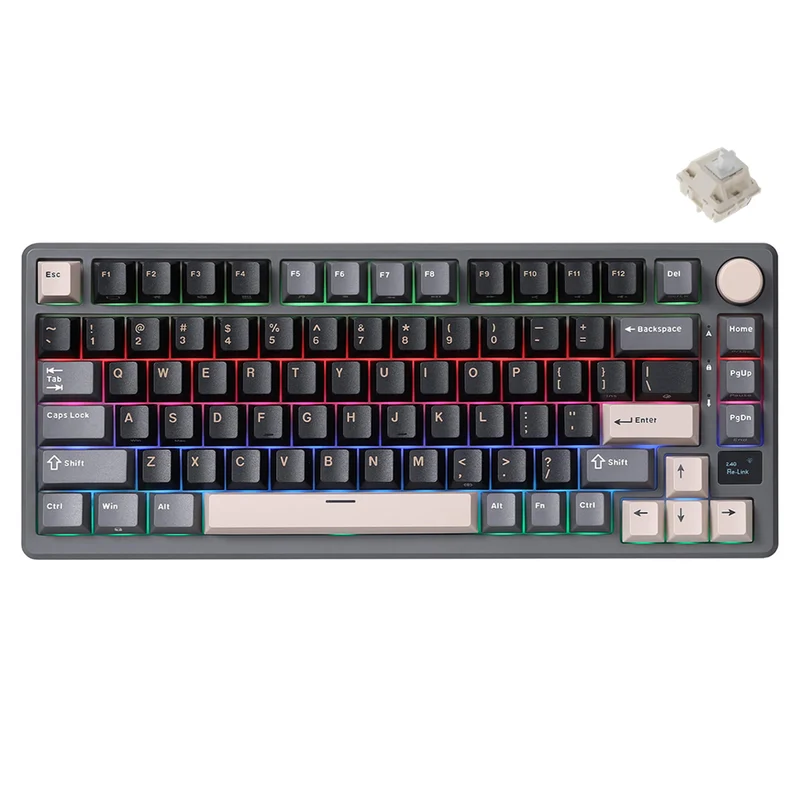 Royal Kludge RK-M75 Tri-Mode RGB 81 Keys Hot-Swappable Mechanical Keyboard Phantom (Blue Switch, Brown Switch, K Silver Switch, Beige Switch, Cream Switch)