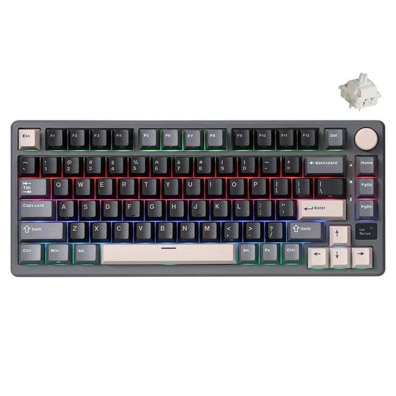 Royal Kludge RK-M75 Tri-Mode RGB 81 Keys Hot-Swappable Mechanical Keyboard Phantom (Blue Switch, Brown Switch, K Silver Switch, Beige Switch, Cream Switch)