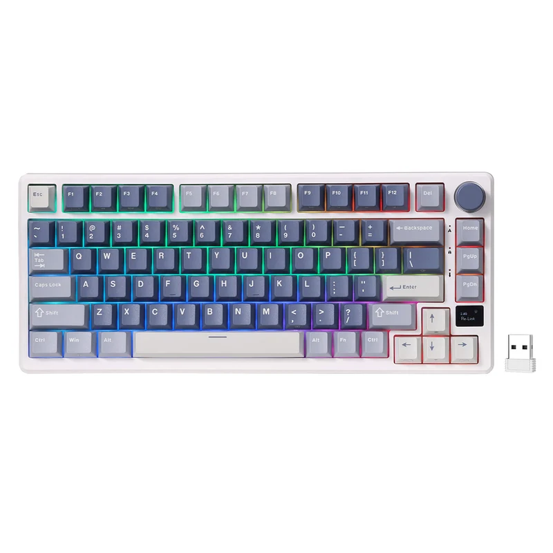Royal Kludge RK-M75 Tri-Mode RGB 81 Keys Hot-Swappable Mechanical Keyboard Ocean Blue (Blue Switch, Brown Switch, K Silver Switch, Cream Switch, Beige Switch)