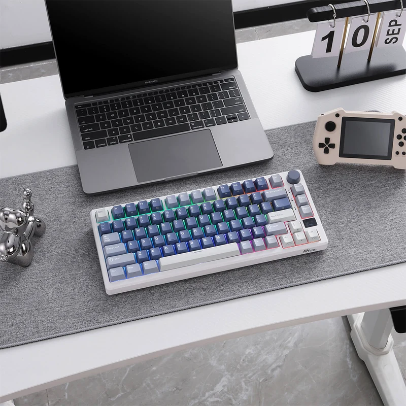 Royal Kludge RK-M75 Tri-Mode RGB 81 Keys Hot-Swappable Mechanical Keyboard Ocean Blue (Blue Switch, Brown Switch, K Silver Switch, Cream Switch, Beige Switch)
