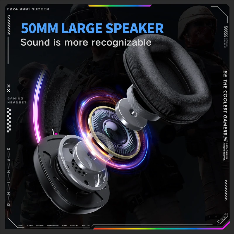 Onikuma X33 RGB Wired Gaming Headset with Noise Cancelling Microphone (Black, Pink)