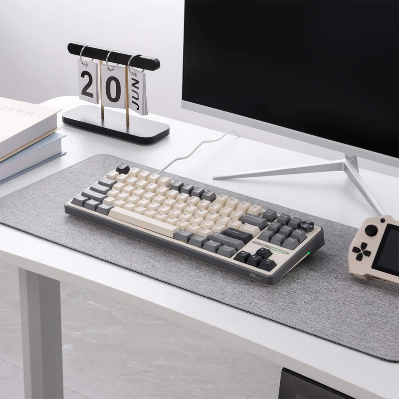 Royal Kludge R87Pro QMK Single-Mode RGB 81 Keys Hot-Swappable Mechanical Keyboard Half Grey (Blue Switch, Creamy Switch, Brown Switch)