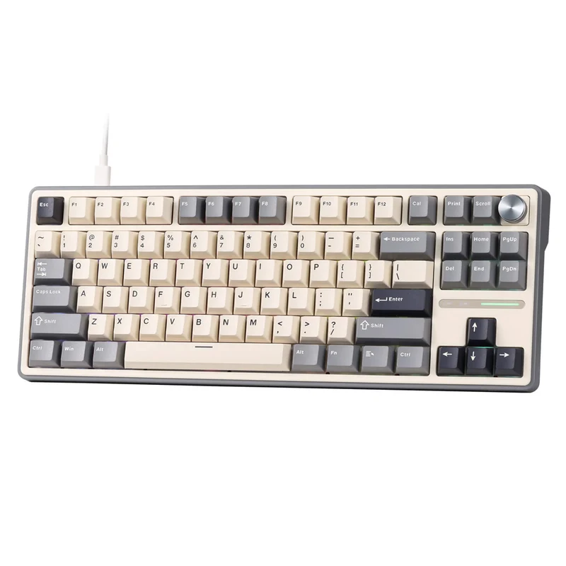 Royal Kludge R87Pro QMK Single-Mode RGB 81 Keys Hot-Swappable Mechanical Keyboard Half Grey (Blue Switch, Creamy Switch, Brown Switch)