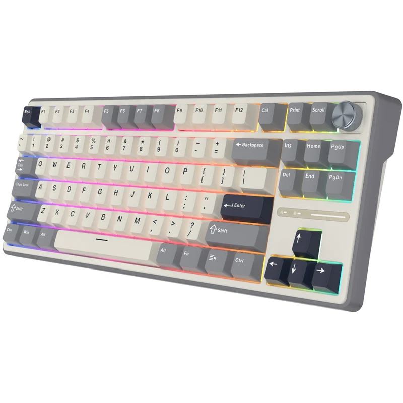 Royal Kludge R87Pro QMK Single-Mode RGB 81 Keys Hot-Swappable Mechanical Keyboard Half Grey (Blue Switch, Creamy Switch, Brown Switch)