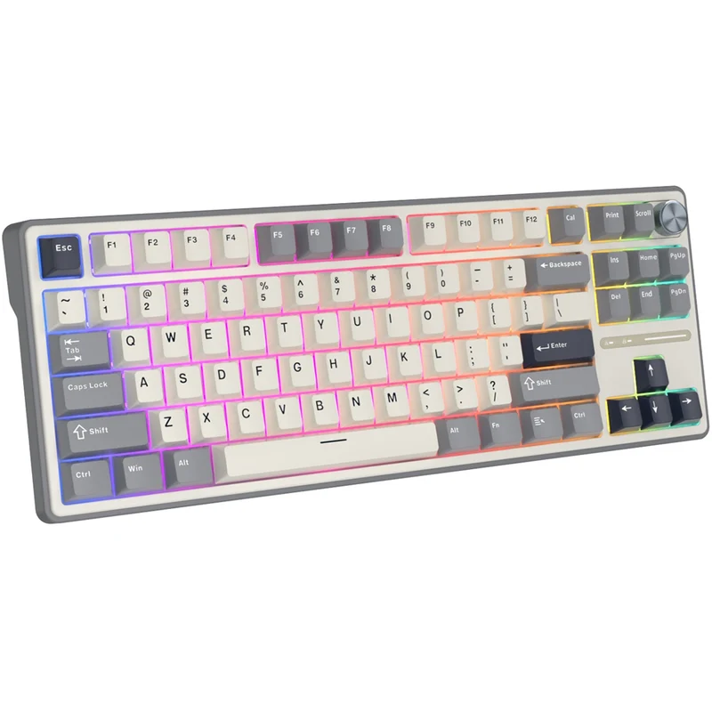 Royal Kludge R87Pro QMK Single-Mode RGB 81 Keys Hot-Swappable Mechanical Keyboard Half Grey (Blue Switch, Creamy Switch, Brown Switch)