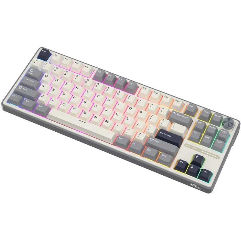 Royal Kludge R87Pro QMK Single-Mode RGB 81 Keys Hot-Swappable Mechanical Keyboard Half Grey (Blue Switch, Creamy Switch, Brown Switch)