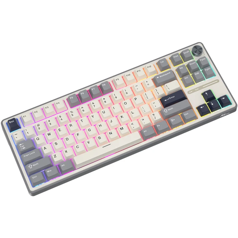 Royal Kludge R87Pro QMK Single-Mode RGB 81 Keys Hot-Swappable Mechanical Keyboard Half Grey (Blue Switch, Creamy Switch, Brown Switch)