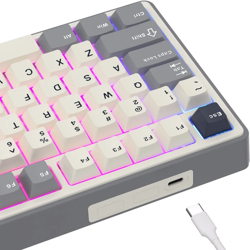 Royal Kludge R87Pro QMK Single-Mode RGB 81 Keys Hot-Swappable Mechanical Keyboard Half Grey (Blue Switch, Creamy Switch, Brown Switch)
