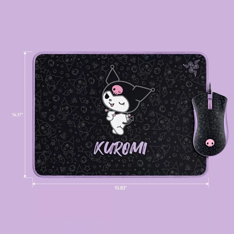 Razer DeathAdder Essential Ergonomic Wired Gaming Mouse + Goliathus Soft Gaming Mouse Mat Bundle (Kuromi Edition)