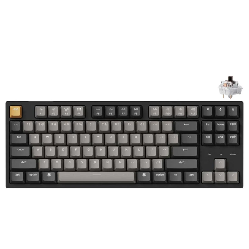 Keychron C1 Pro QMK/VIA RGB Backlight Hot-Swappable TKL Wired Mechanical Keyboard - Black (K Pro Brown Switch) (C1P-M3)