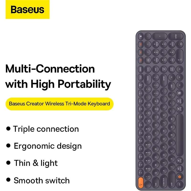 Baseus K01B Wireless Tri-Mode Keyboard (Frosted Grey) (B00955504833-00)