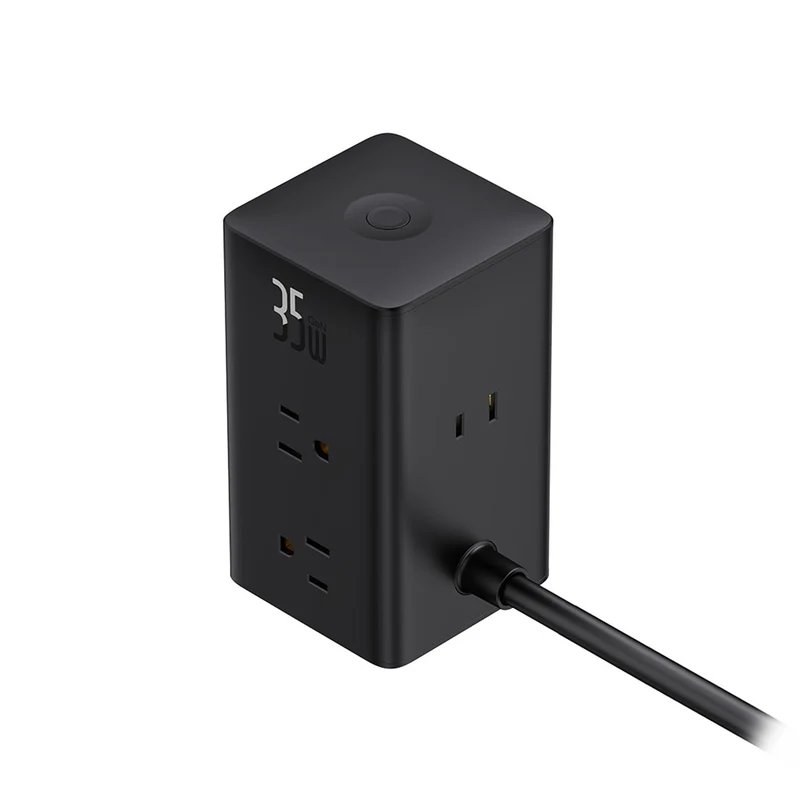 Baseus PowerCombo Tower PowerStrip 6AC+2U+2C 35W with 1.5m Power Cord (Cluster Black) (E00023605113-00)